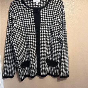 Chico's Black and White Houndstooth Cardigan